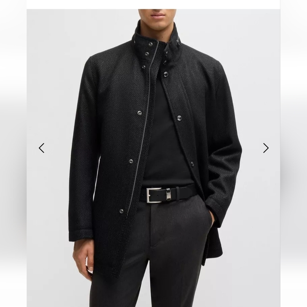 Hugo Boss men relaxes fit Melange wool blend Coat